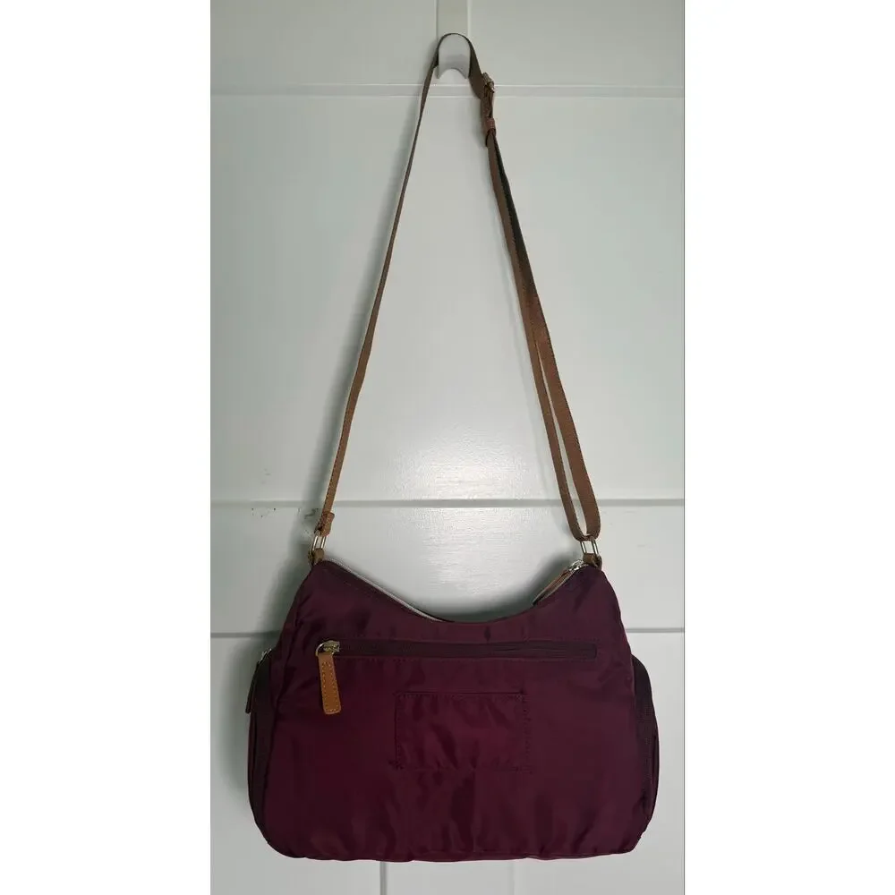 Nordace Siena Hobo Crossbody Bag Purse Burgundy RFID Travel Brown Strap